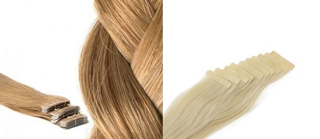Tape in human hair extensions